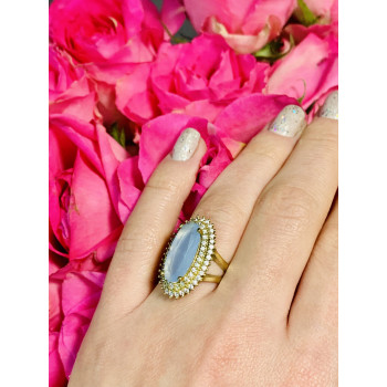 Sky Jewelry Серебряное кольцо 925 пробы с нежно-голубым камнем Алпанит