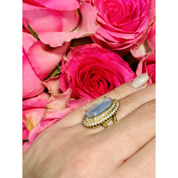 Sky Jewelry Серебряное кольцо 925 пробы с нежно-голубым камнем Алпанит