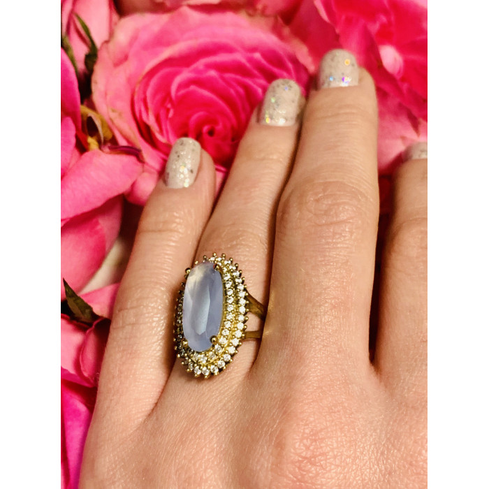 Sky Jewelry Серебряное кольцо 925 пробы с нежно-голубым камнем Алпанит