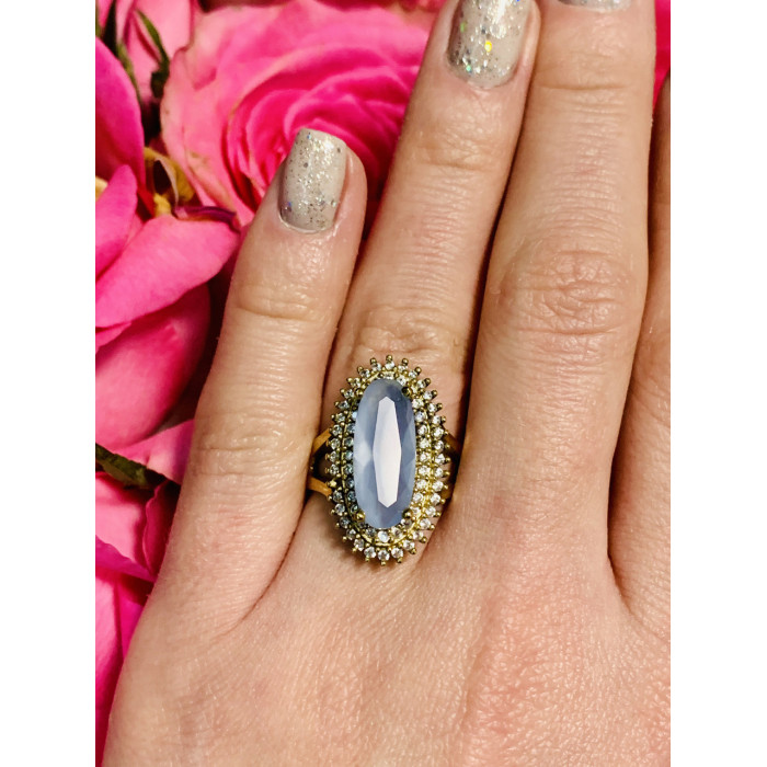 Sky Jewelry Серебряное кольцо 925 пробы с нежно-голубым камнем Алпанит