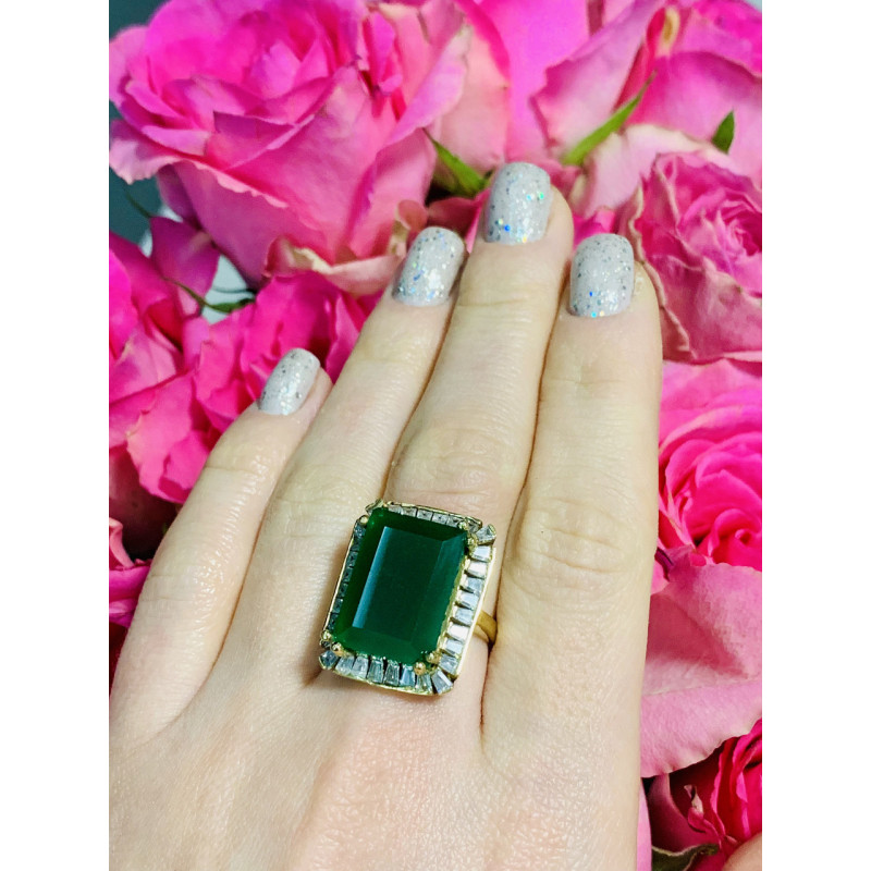 Sky Jewelry Серебряное кольцо с зеленым камнем Алпанит