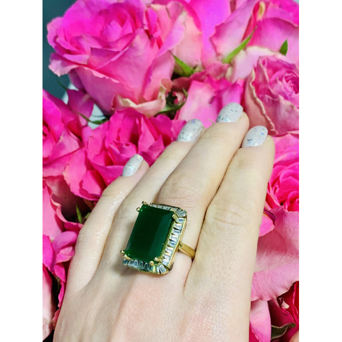 Sky Jewelry Серебряное кольцо с зеленым камнем Алпанит