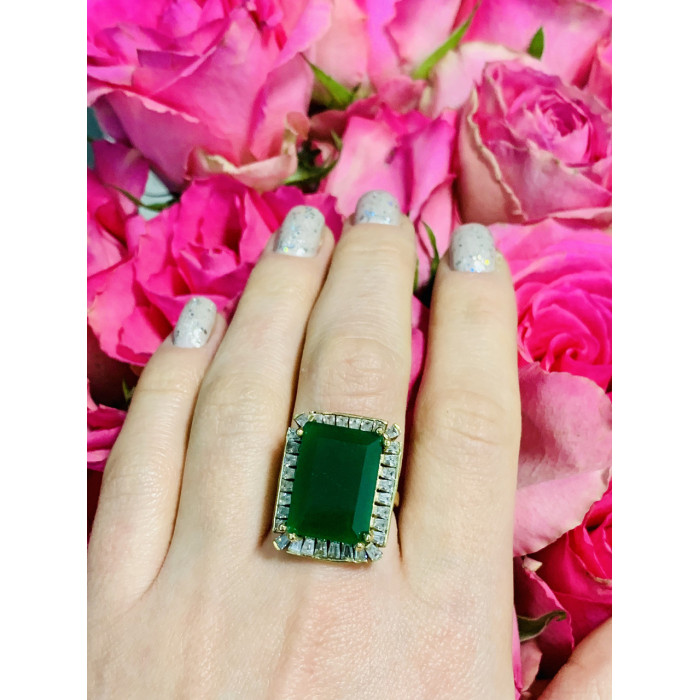 Sky Jewelry Серебряное кольцо с зеленым камнем Алпанит