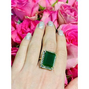 Sky Jewelry Серебряное кольцо с зеленым камнем Алпанит