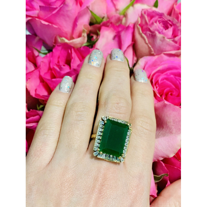 Sky Jewelry Серебряное кольцо с зеленым камнем Алпанит