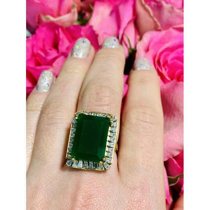 Sky Jewelry Серебряное кольцо с зеленым камнем Алпанит