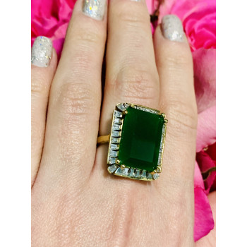 Sky Jewelry Серебряное кольцо с зеленым камнем Алпанит