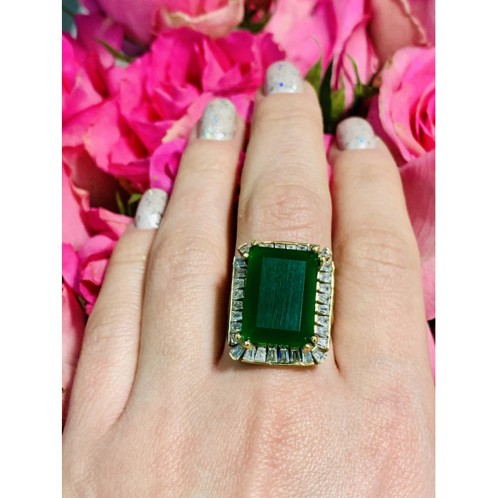 Sky Jewelry Серебряное кольцо с зеленым камнем Алпанит