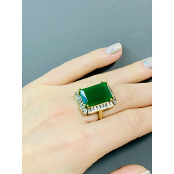 Sky Jewelry Серебряное кольцо с зеленым камнем Алпанит