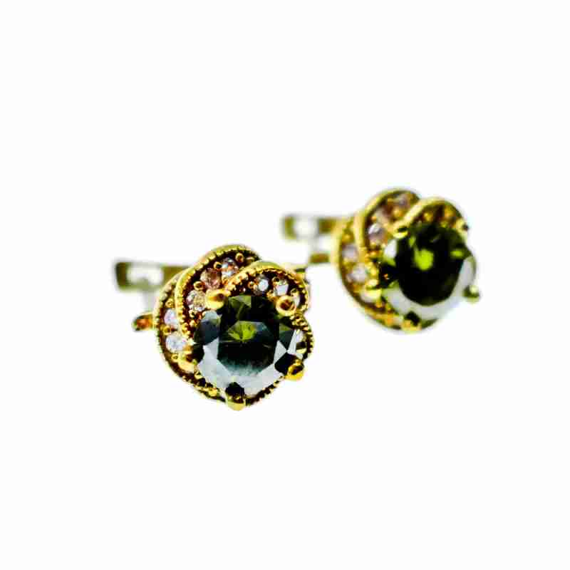 Sky Jewelry Серебряные серьги в позолоте 925 проба с изумрудом