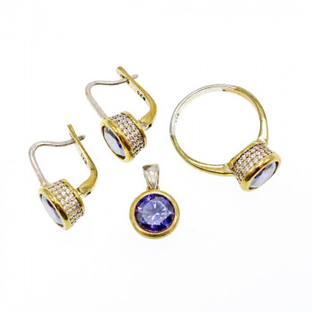 Sky Jewelry Серебряный комплект 925 проба с камнем Танзанит