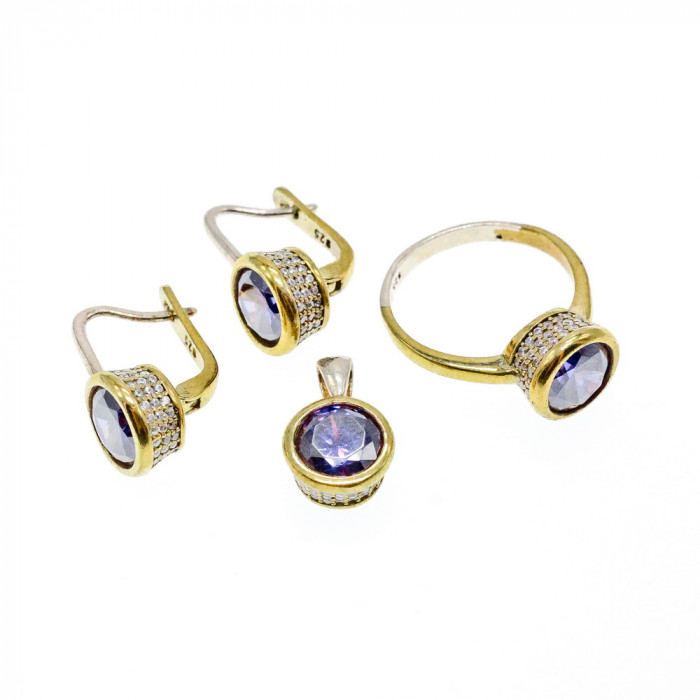 Sky Jewelry Серебряный комплект 925 проба с камнем Танзанит