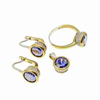 Sky Jewelry Серебряный комплект 925 проба с камнем Танзанит