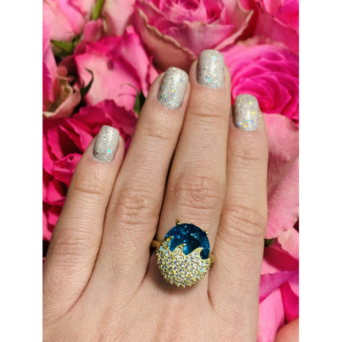 Sky Jewelry Серебряное кольцо с голубым камнем Алпанит