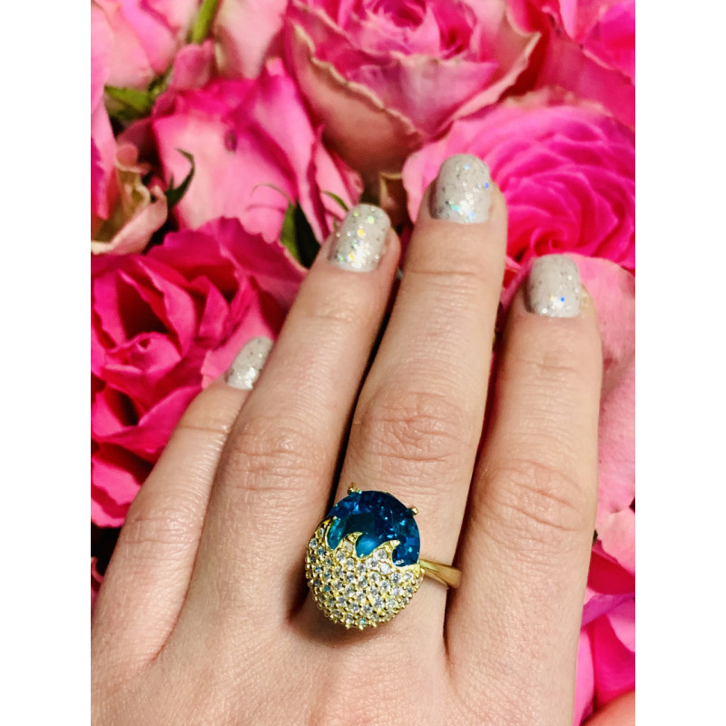 Sky Jewelry Серебряное кольцо с голубым камнем Алпанит