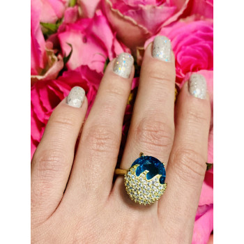 Sky Jewelry Серебряное кольцо с голубым камнем Алпанит