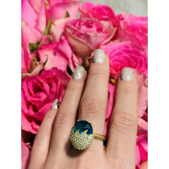 Sky Jewelry Серебряное кольцо с голубым камнем Алпанит