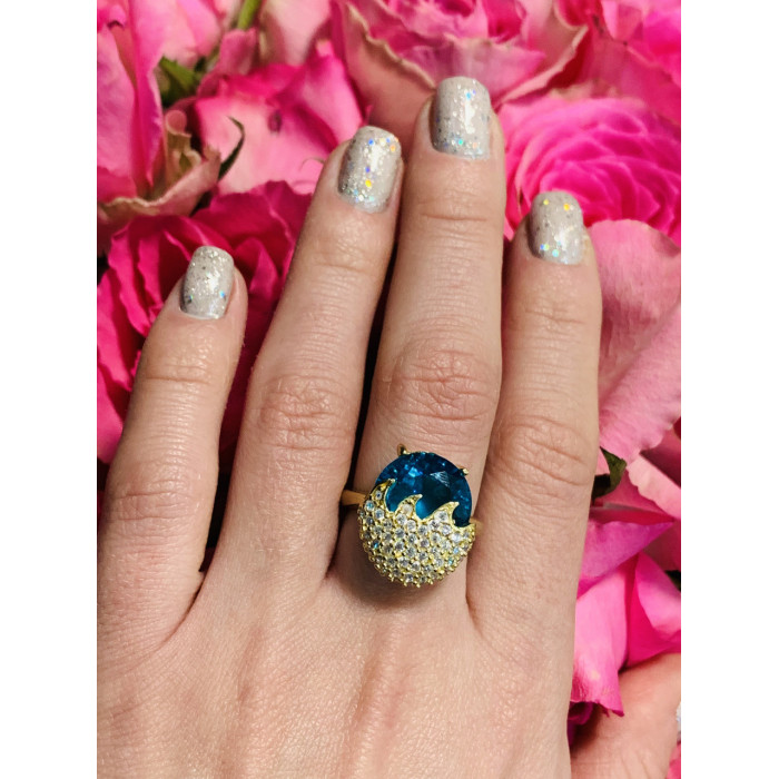 Sky Jewelry Серебряное кольцо с голубым камнем Алпанит