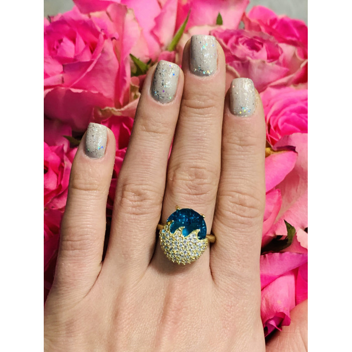 Sky Jewelry Серебряное кольцо с голубым камнем Алпанит