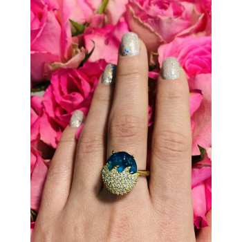 Sky Jewelry Серебряное кольцо с голубым камнем Алпанит