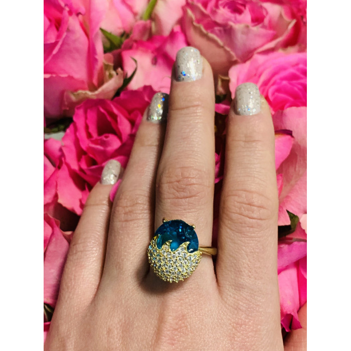 Sky Jewelry Серебряное кольцо с голубым камнем Алпанит