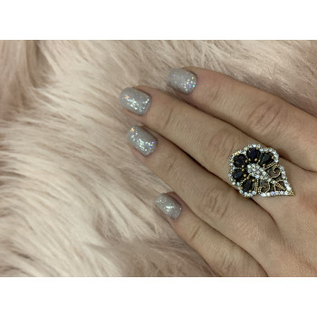 Sky Jewelry Серебряный комплект с черным камнем Турмалин (Шерл)