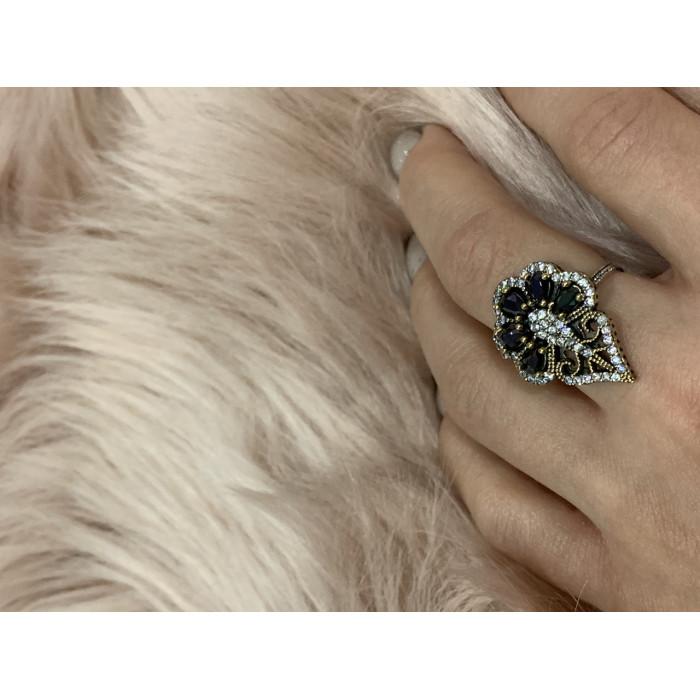 Sky Jewelry Серебряный комплект с черным камнем Турмалин (Шерл)