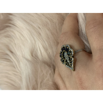 Sky Jewelry Серебряный комплект с черным камнем Турмалин (Шерл)