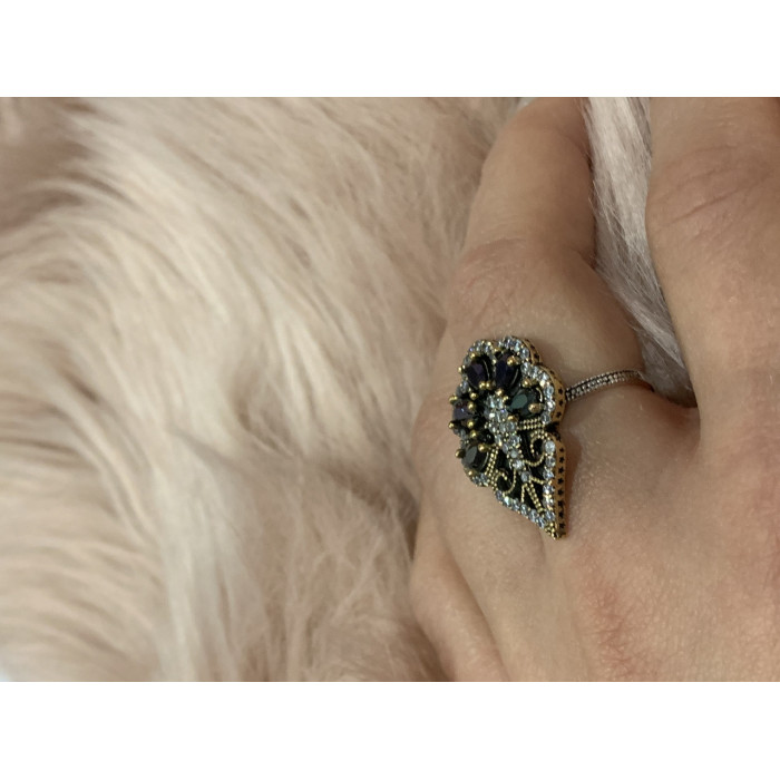 Sky Jewelry Серебряный комплект с черным камнем Турмалин (Шерл)