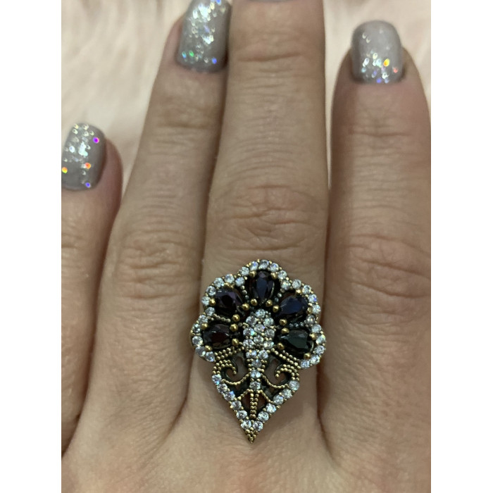 Sky Jewelry Серебряный комплект с черным камнем Турмалин (Шерл)