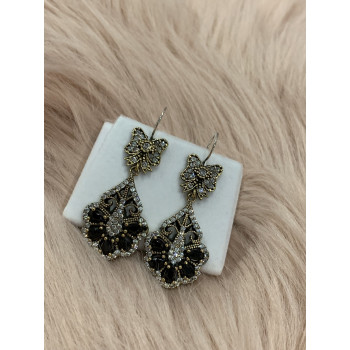 Sky Jewelry Серебряный комплект с черным камнем Турмалин (Шерл)