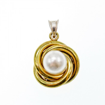 Sky Jewelry Серебряный комплект 925 пробы в позолоте с имитацией жемчуга