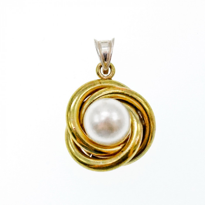 Sky Jewelry Серебряный комплект 925 пробы в позолоте с имитацией жемчуга