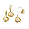 Sky Jewelry Серебряный комплект 925 пробы в позолоте с имитацией жемчуга