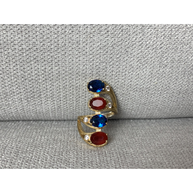 Sky Jewelry Серебряное кольцо с Синим и Красным камнем Алпанит