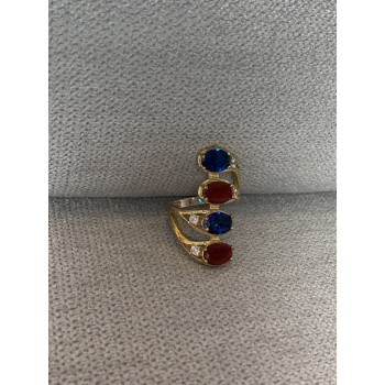 Sky Jewelry Серебряное кольцо с Синим и Красным камнем Алпанит