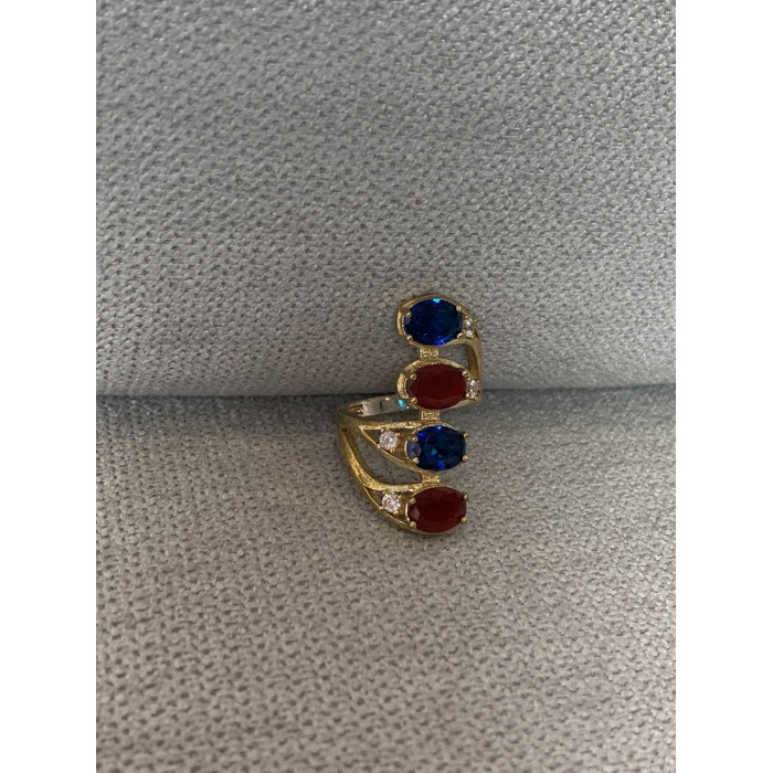 Sky Jewelry Серебряное кольцо с Синим и Красным камнем Алпанит