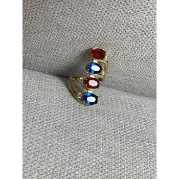 Sky Jewelry Серебряное кольцо с Синим и Красным камнем Алпанит