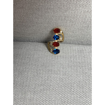 Sky Jewelry Серебряное кольцо с Синим и Красным камнем Алпанит