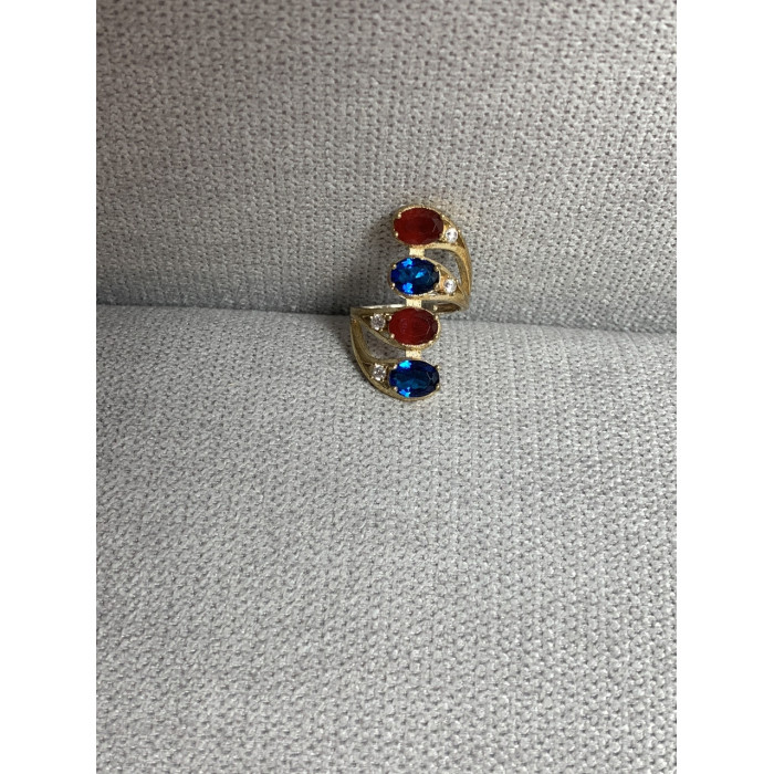 Sky Jewelry Серебряное кольцо с Синим и Красным камнем Алпанит