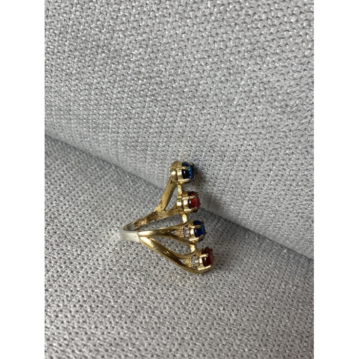 Sky Jewelry Серебряное кольцо с Синим и Красным камнем Алпанит