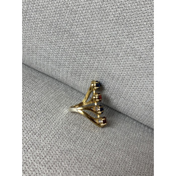 Sky Jewelry Серебряное кольцо с Синим и Красным камнем Алпанит