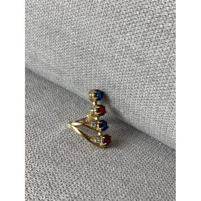 Sky Jewelry Серебряное кольцо с Синим и Красным камнем Алпанит