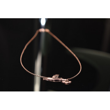 Sky Jewelry Серебряное ожерелье *Аист* с камнями Черный Нефрит