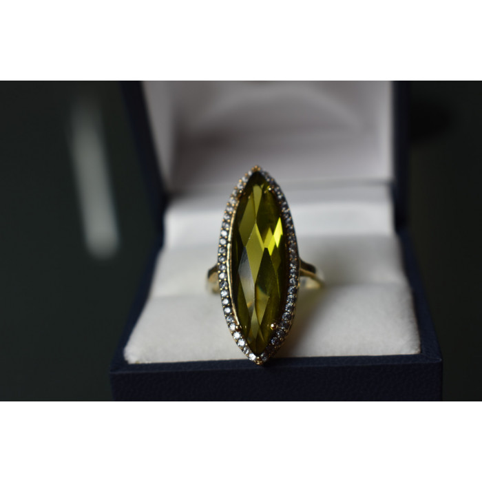 Sky Jewelry Серебряное кольцо 925 пробы с Зеленым Кварцем