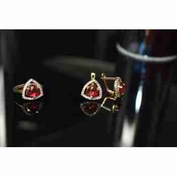 Sky Jewelry Серебряный набор с камнем Красный Алпанит