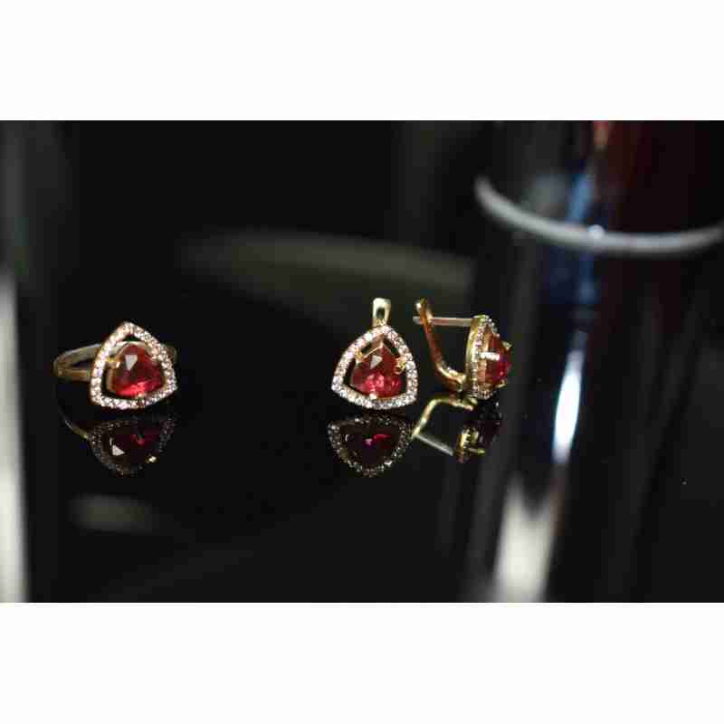 Sky Jewelry Серебряный набор с камнем Красный Алпанит