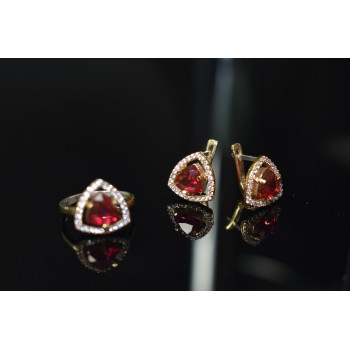 Sky Jewelry Серебряный набор с камнем Красный Алпанит