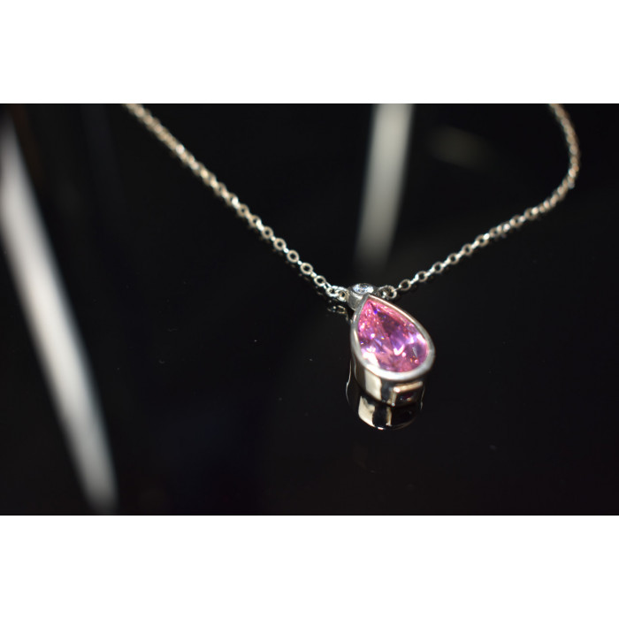 Sky Jewelry Серебряное ожерелье с камнем Розовая Шпинель