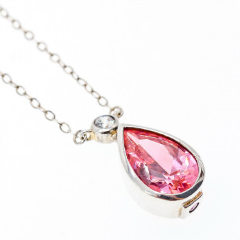 Sky Jewelry Серебряное ожерелье с камнем Розовая Шпинель